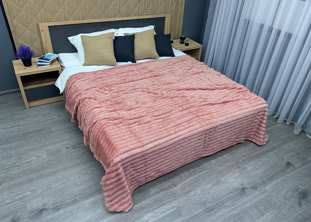 Плед-покривало смужка VIP Шарпей 200х230 см (+-10см) Рожевий (87-140) Київ - фото 4