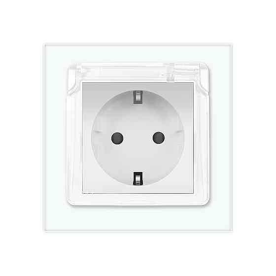 LIVOLO Електрична розетка вологозахисна з кришкою IP44 з заземленням, LIVOLO, біла, скляна рамк Коломия