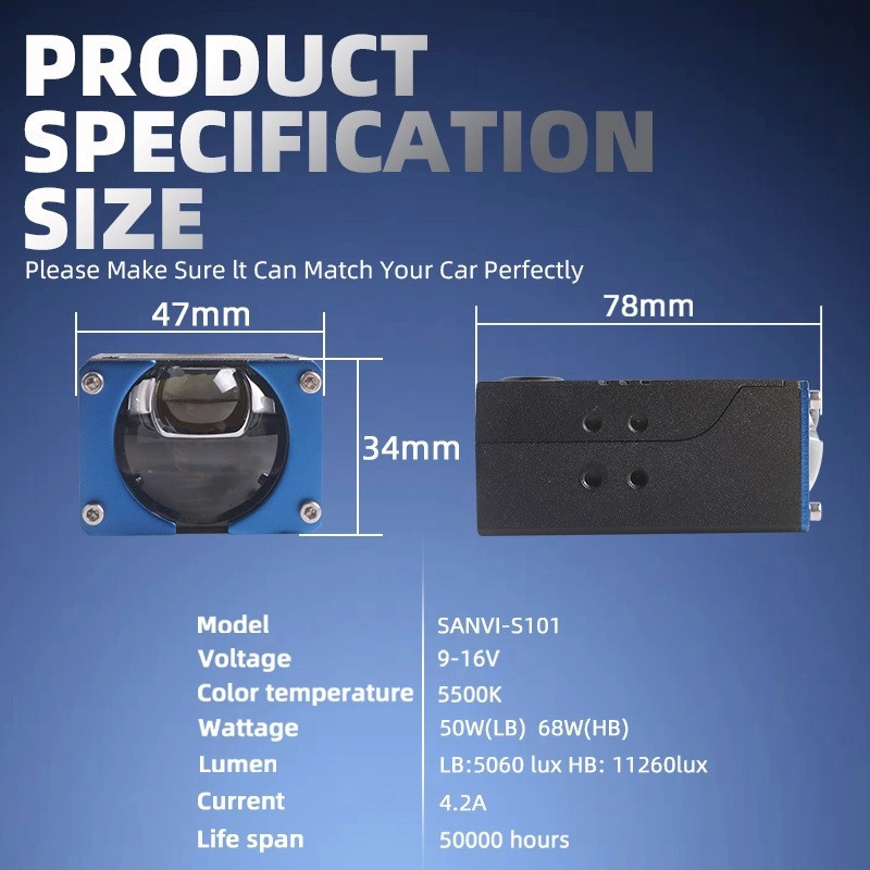 Протитуманні лінзи Sanvi Bi-LED S101 9-16V 50/68w 5500k LASER Харків - фото 2