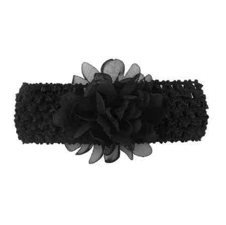 Дитяча чорна пов'язка на голову - окружність голови приблизно 26-50см, діаметр квітки 8см Київ