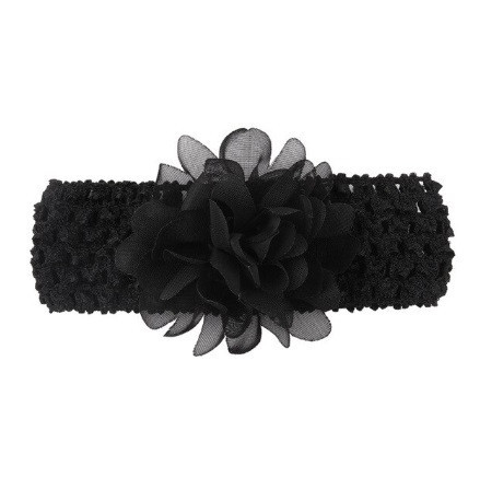 Детская черная повязка на голову - окружность головы приблизительно 26-50см, диаметр цветка 8см Киев - изображение 1