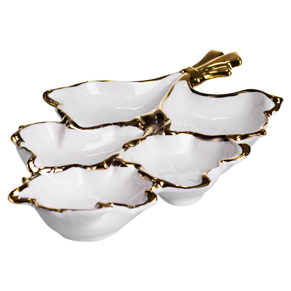 Yiwu Менажниця порцелянова на 5 секцій для закусок 37.5×22.5×5 (см) тарілка менажниця Білий із Коломия - фото 2