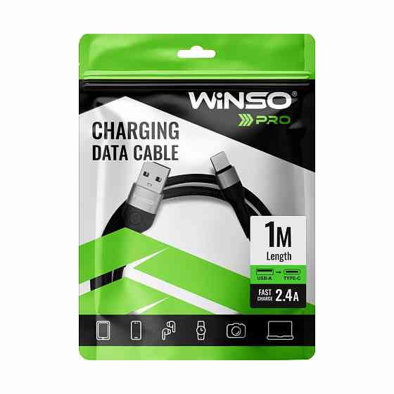 Кабель Winso Pro USB to Type-C TPE+плетіння 1м чорний Львів