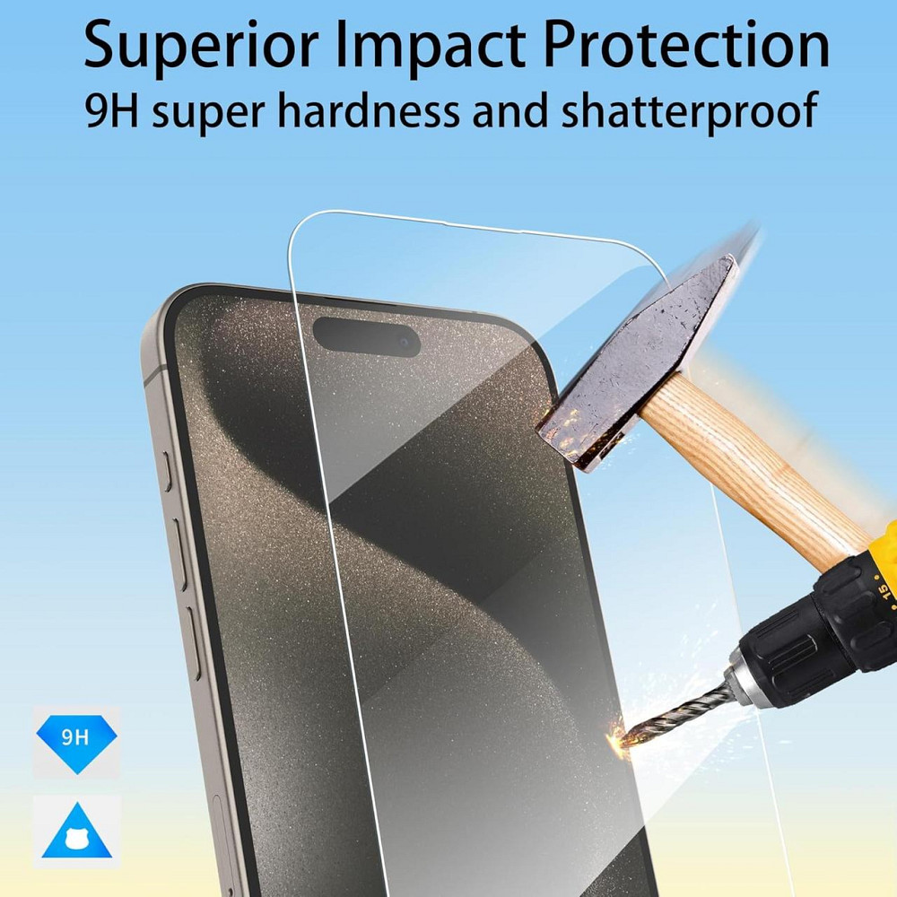Скло захисне QSD-4packi15promax прозоре для iPhone 15 Pro Max 6.7" 4 шт загартоване 9H протиударне антишок антивідблиск Київ - фото 5