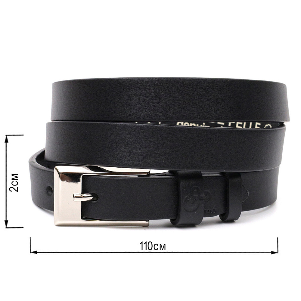 Тонкий женский ремень из натуральной кожи GRANDE PELLE 11673 Черный Киев - изображение 8