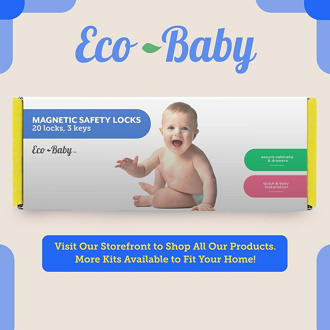 Магнітні замки Eco-Baby для дитячого захисту набір 20 шт + 3 ключі, для шафи, шухляди, замок-блокіратор, непомітні, білі Київ - фото 9