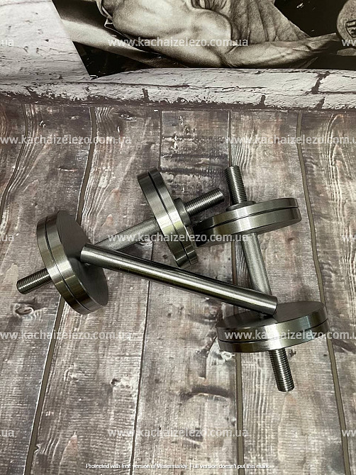 Гантели наборные 2 по 12 кг + Переходник для штанги Гантели, гири, штанги и диски металлические без покрытия Киев - изображение 1