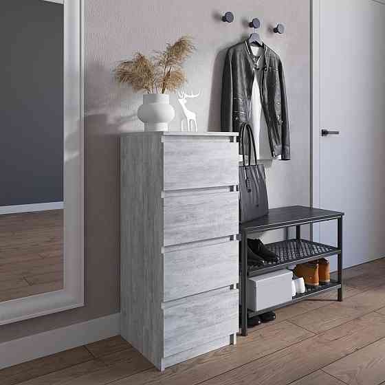 Комод VAYS R-17, на 4 ящика без ручек, узкий, ЛДСП 40×40×98 см - для прихожей, спальни, коридора Львов