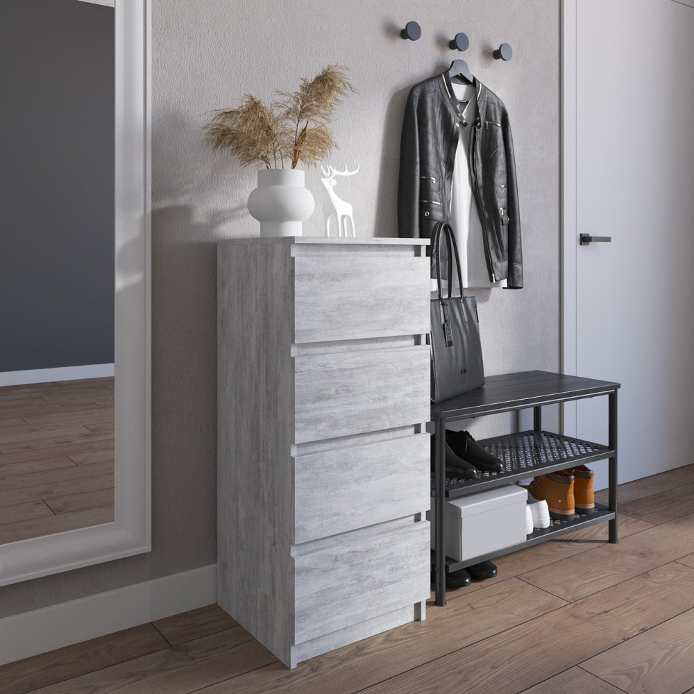 Комод VAYS R-17, на 4 ящика без ручек, узкий, ЛДСП 40×40×98 см - для прихожей, спальни, коридора Львов - изображение 4