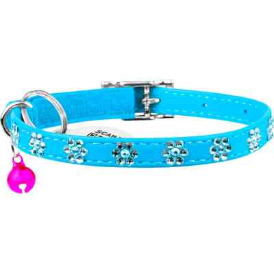 Ошейник для животных WAUDOG GLAMOUR "Цветочек" с резинкой и стразами для кошек (голубой) (32552) Винница