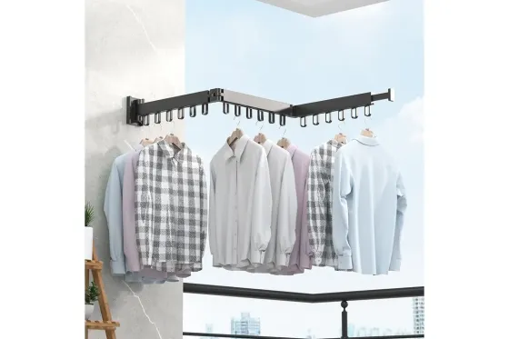 Настенная раскладная вешалка сушилка для одежды из алюминиевого сплава для балкона, 3 секции SKLM-2 ((101+23)*10*6.5) Коломия