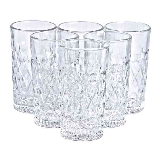 Набор фигурных стаканов 6 шт 300 мл стеклянные стаканы для коктейлей, холодных напитков HP-YH-14 Киев