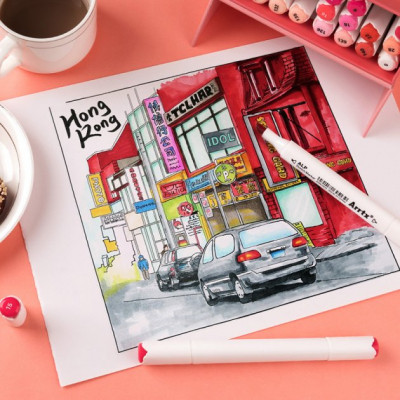 Художній маркер Arrtx Спиртові Alp ASM-02RD 24 кольори Червоні відтінки (LC302253) Вінниця - фото 6