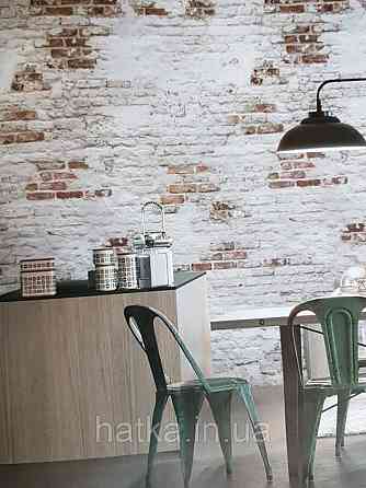 Шпалери вінілові Grandeco One roll one motif 2 EP6101 панно 3д під цеглу під штукатурку коричневий молочний Київ