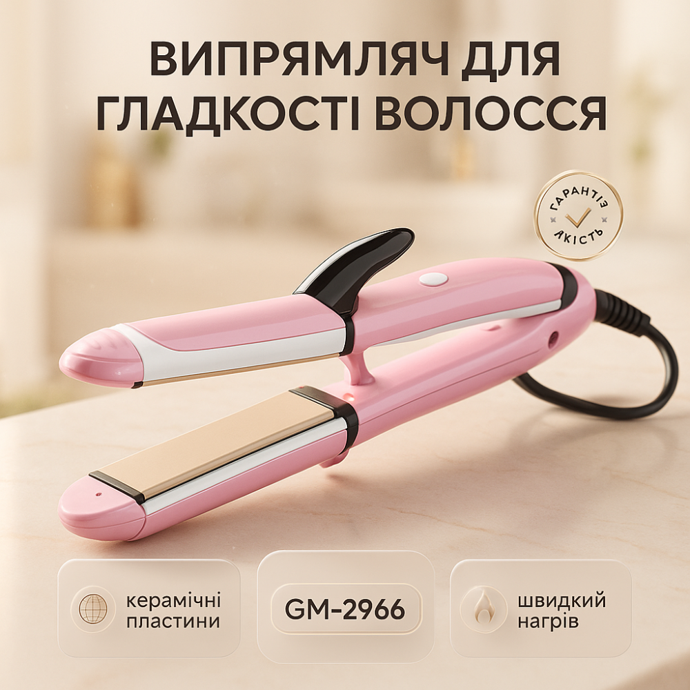Праска-випрямляч потужна GEMEI, Праска гофре плойка для укладання, Праска для волосся вузька SH-91 Львів - фото 14