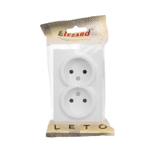 LETO білий Розетка зовнішня 2-а без заземлення Лезард Житомир - фото 2