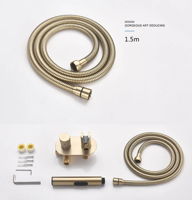 Душовий набір змішувача прихованого монтажу для гігієнічного душу зі шлангом (3 режими) Чорний мат Вінниця - фото 8