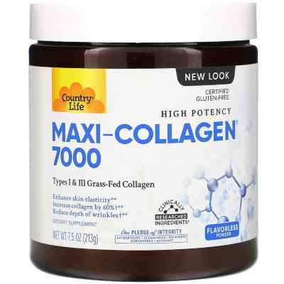 Вітамін Country Life Колаген 1 і 3 Типів + Біотин, Maxi Collagen, 7,5 унцій (210 (CLF-05070) Вінниця