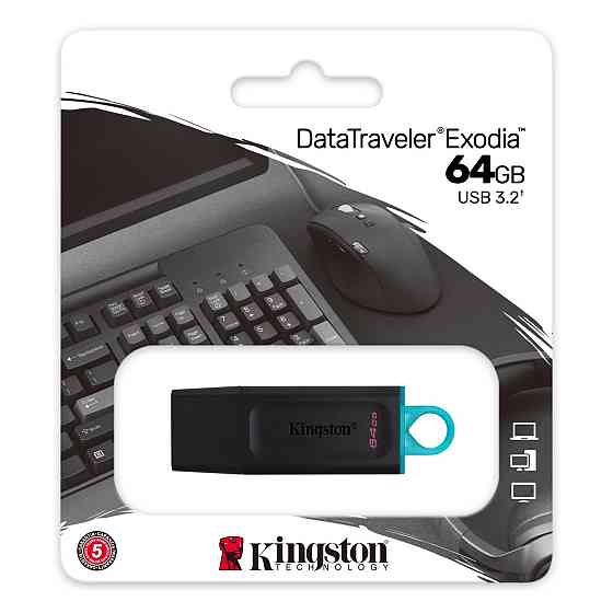 Flash Kingston USB 3.2 DT Exodia 64GB Black/Teal Київ