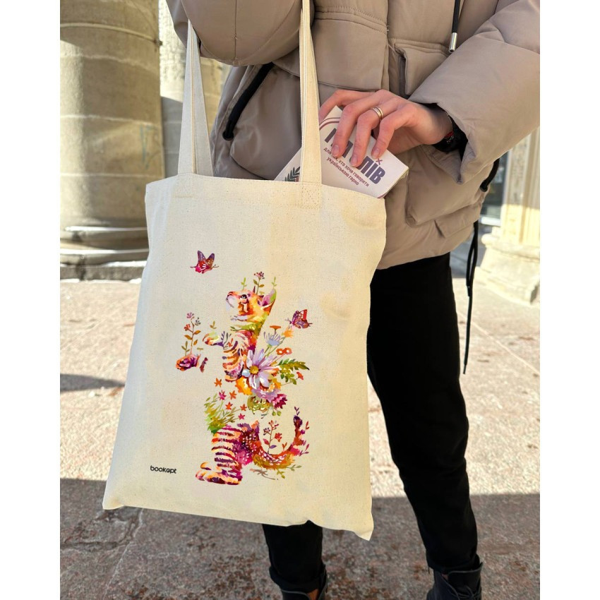 Екошопер BookOpt BK4050 Грайливий кіт з метеликом бежевий Київ - фото 3