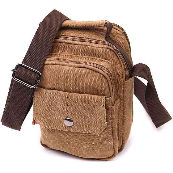 Практична невелика чоловіча сумка із щільного текстилю Коричневий (Vintage) Київ