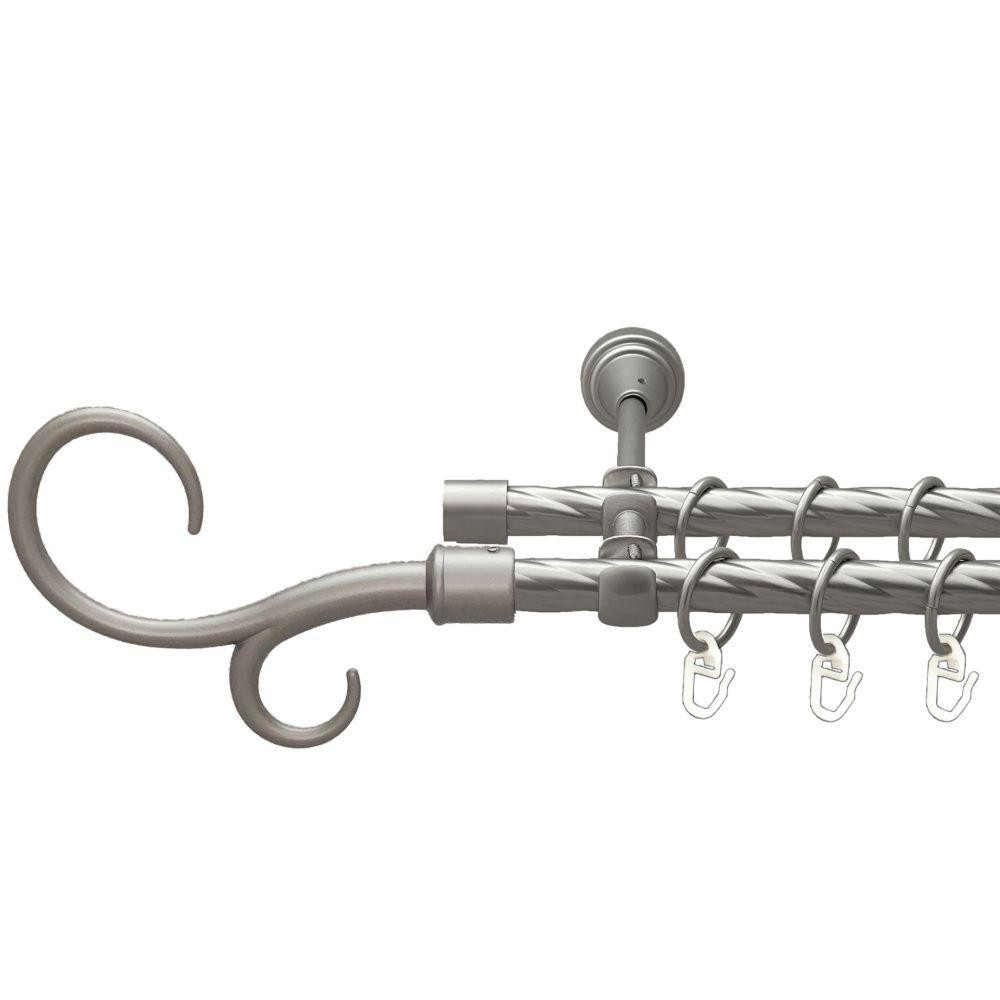 Карниз Orvit Гак Подвійний металевий дворядний відкритий скручена труба кільце металеве Сатин 16\16 мм 160 см (00-00022825) Львів - фото 1