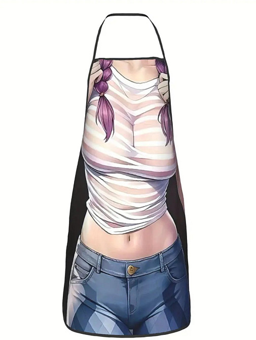 Фартух з приколом для жінок дівчинка з кісками 80 на 60 см різнобарвний Київ - фото 2