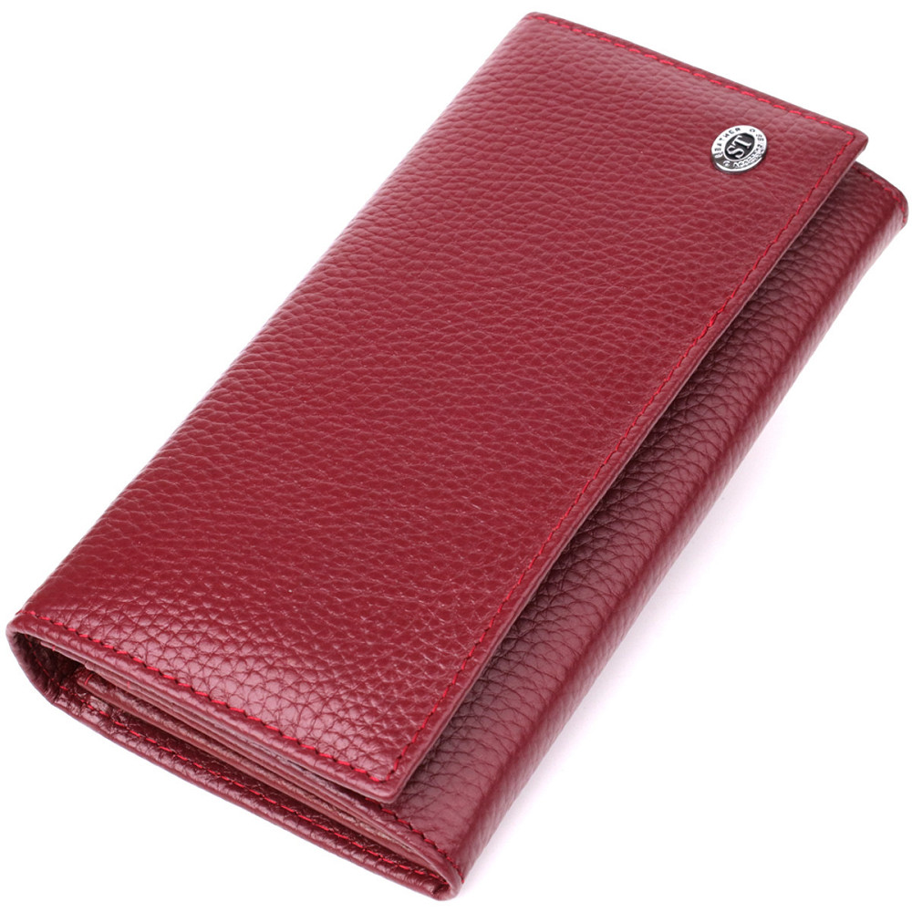 Вертикальний шкіряний гаманець бордовий (ST Leather) Київ - фото 17