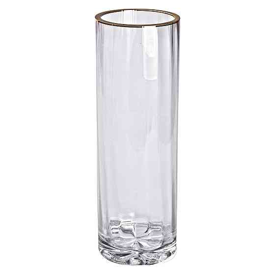 Стеклянная ваза для цветов с золотой окантовкой 29,5 см Киев