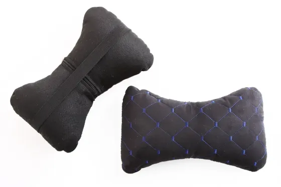 Подушка подголовника алькантара черный/синяя нить (2 шт.) Винница