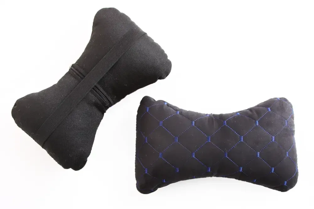 Подушка подголовника алькантара черный/синяя нить (2 шт.) Винница - изображение 1