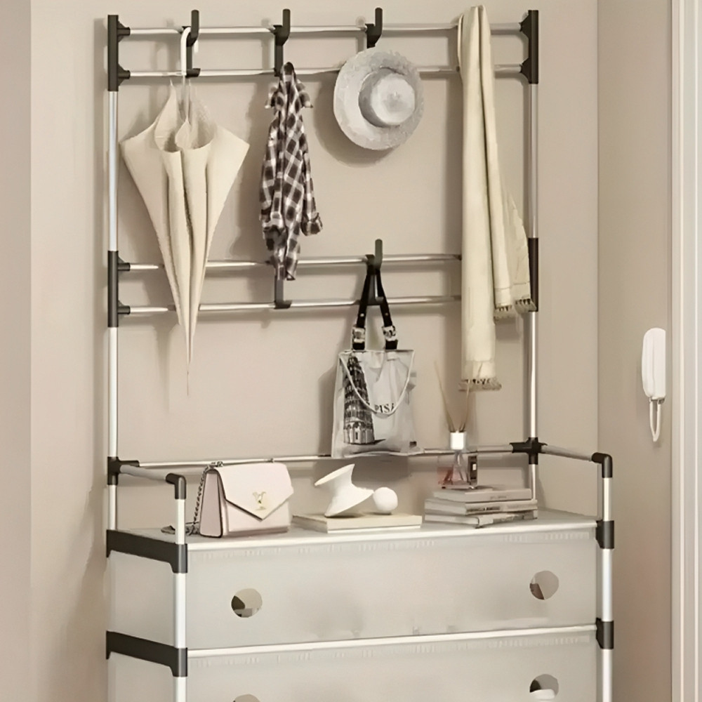 Вішалка для підлоги з полицею для взуття,180х62х28см,Dx6205b,Біла SBR Київ - фото 3