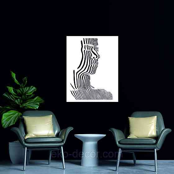 Декоративное настенное Панно «Силуэт женщины», Декор на стену 70*53 см, Белый Киев