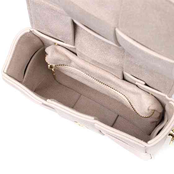 Вечерняя женская сумка с переплетами из натуральной кожи Vintage 22311 Белая Киев