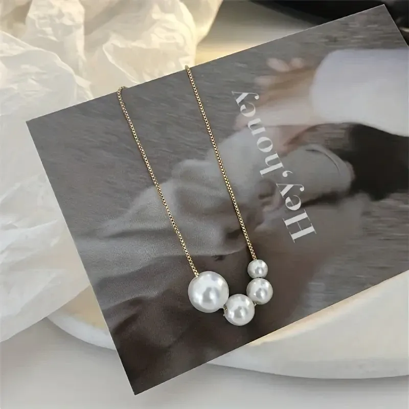 Ожерелье с подвесками-жемчужинами – золотистая цепочка 40+5 см Киев - изображение 3