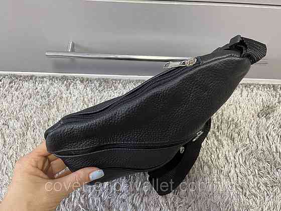 Тонкая мужская сумка-слинг через плечо из натуральной кожи PS Leather Киев