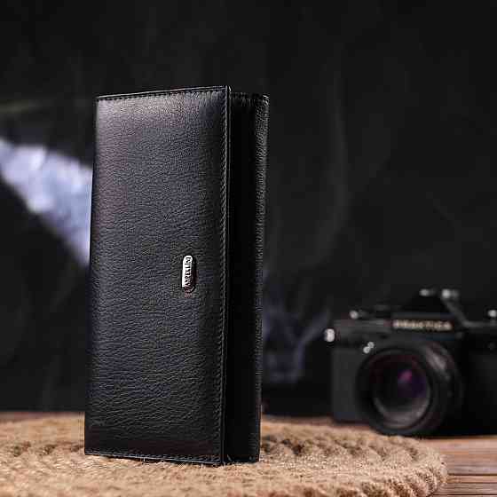 Класичний жіночий гаманець із натуральної шкіри Чорний (CANPELLINI) Київ