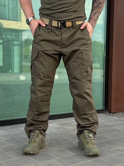Тактичні військові штани олива ріп-стоп літні ЗСУ, чоловічі бойові армійські штани для штурму Львів - фото 4
