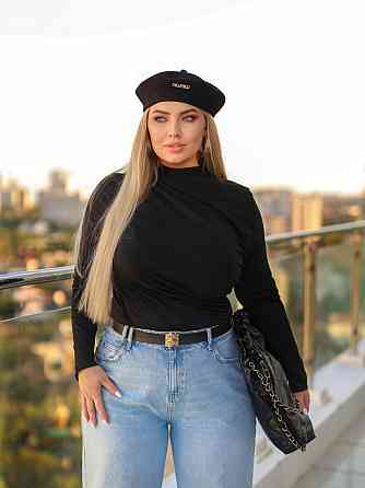 Базовий жіночий лонгслів з драпіруванням "Sweet" | Батал Київ