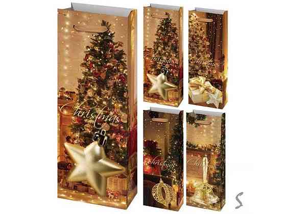 Пакет Новорічний під пляшку Merry Christmas 13*8,5*36см паперовий R96598 ТМ STENSON Київ