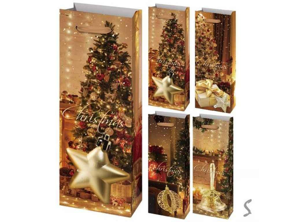 Пакет Новогодний под бутылку Merry Christmas 13*8,5*36см бумажный R96598 ТМ STENSON Киев - изображение 1