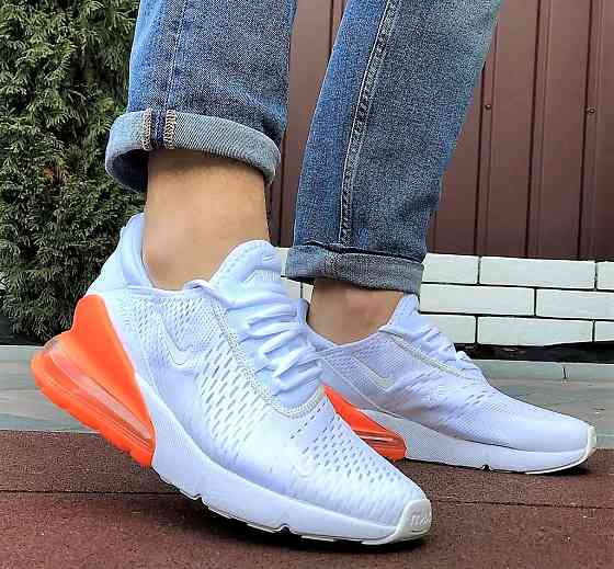 Кросівки Nike 270 Чоловічі Білі з Амортизацією Червоні Жовтогарячі Найк (розміри: 41,42,43,44,45) Дніпро