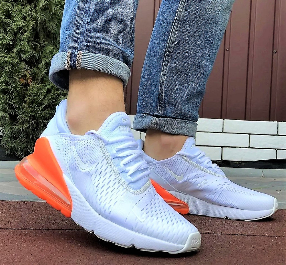 Кросівки Nike 270 Чоловічі Білі з Амортизацією Червоні Жовтогарячі Найк (розміри: 41,42,43,44,45) Дніпро - фото 2