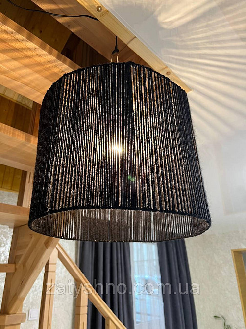 Абажур плетений круглий чорний Київ - фото 10