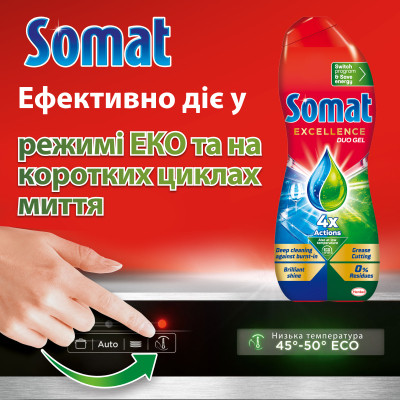 Гель для мытья посуды в посудомойке Somat Exellence Duo Gel Антижир 684 мл + 684 мл (9000101819199) Винница - изображение 4