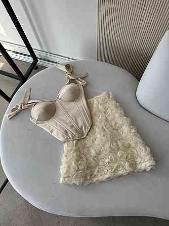 Женский романтичный корсетный комплект с 3D-цветами Бежевый, S Одесса
