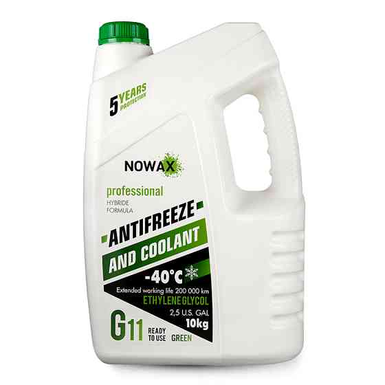 Антифриз Nowax Green G11 зеленый готовый 10кг Львов