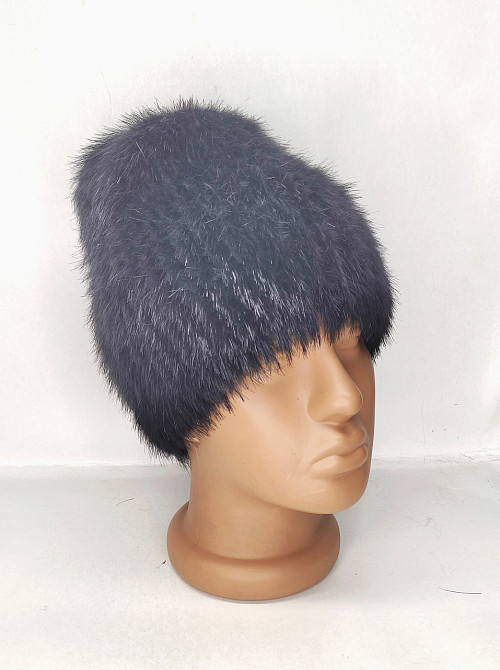 Шапка женская меховая Виктория з нутрии Черный Харьков - изображение 2