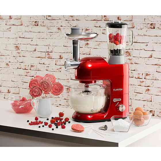 Кухонний комбайн Lucia Rossa 2G, блендер, м'ясорубка, 1300 Вт, без бісфенолу-А, червоний (Німеччина, читати Рівне