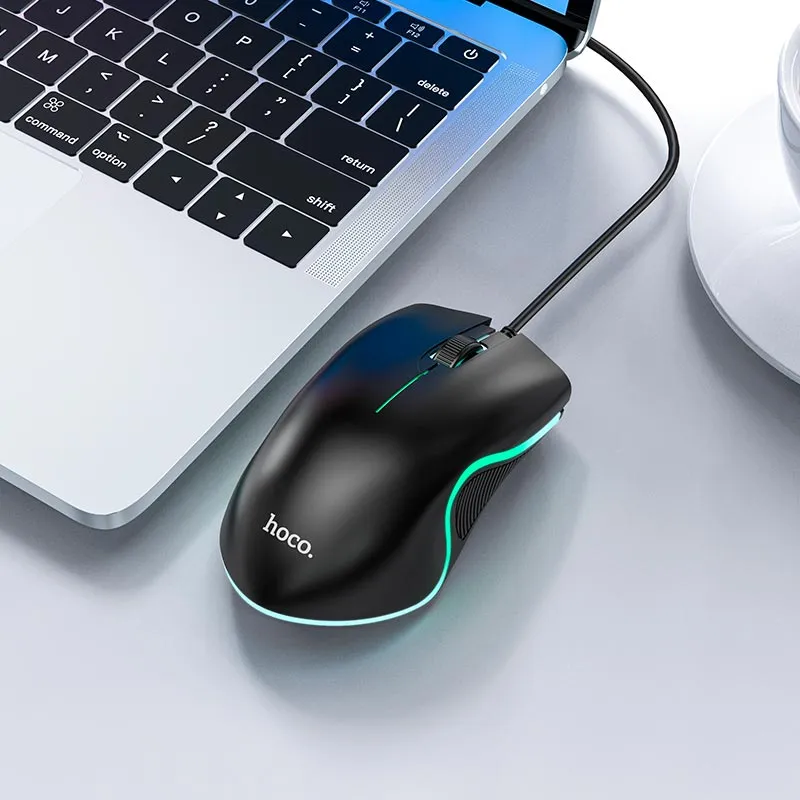 Миша HOCO GM19 Enjoy gaming luminous wired mouse Black Одеса - фото 8